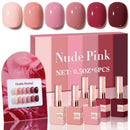 Double Rhythm 6 Pcs 15 ML Gel Polish Set Same Color Same Bottle Soak Off Gel Polish Kit Nail Art Manicure Salon DIY at Home for Women (Jelly Burgundy Red Glitter Silver -T6-56) Infinity Warehouse