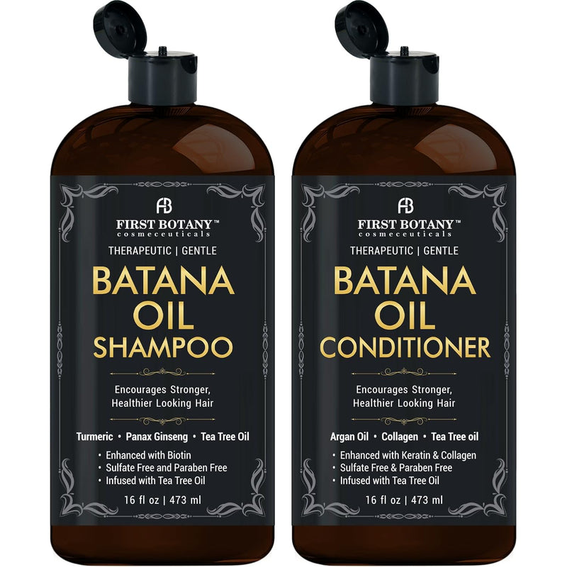 Batana Oil Shampoo and Conditioner - Fights Hair Loss, Promotes Hair Growth, Fights Dandruff, Lice & Itchy Scalp - for Men and Women Sulfate Free - 16 fl oz x 2 Infinity Warehouse