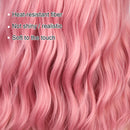 Relena Pastel Wavy Pink Wig with Bangs Short Wavy Bob Wig for Women Shoulder Length Curly Bob Wig Women's Cosplay Wig Synthetic Colorful Costume Wigs(14", Pink) Relena
