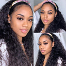UNice Hair Headband Scarf Human Hair Wig Water Wave Human Hair Glueless Wig No plucking wigs for women Brazilian Virgin Hair Non Lace Front Wig 150% Density 16inch UNICE Store
