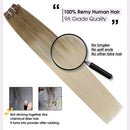 Moresoo Clip in Hair Extensions Clip in Human Hair Balayage Blonde Hair Extensions 10 Inch Human Natural Hair Extensions Clip in Brown #6 with #60 Platinum Blonde Clip in Extensions 5PCS 70G