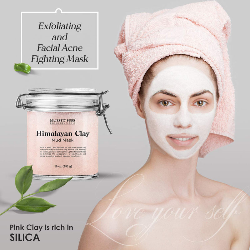 Majestic Pure Moroccan Red Clay Mud Mask and Himalayan Facial Mask Bundle - Pore Cleansing, Exfoliating and Acne Fighting Mask Package MAJESTIC PURE