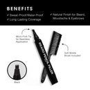 Pacinos Beard Pencil Filler - Water Proof, Long Lasting Coverage & Natural Finish - Beard, Moustache & Eyebrows - Micro-Fork Tip for Seamless Application - Includes Bristle Brush for Blending (Black) Pacinos