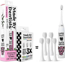 Made by Dentists Kids Electric Toothbrush - Rechargeable Vibrating Toothbrush with Timer, Includes 6 Replacement Heads, Gently Cleans Teeth, Kid & Toddlers Age 2+, Monster Infinity Warehouse