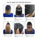 Sassina Real Remy Human Hair Halo Extensions for Full Head, with Invisible Fish Line, Dark Brown