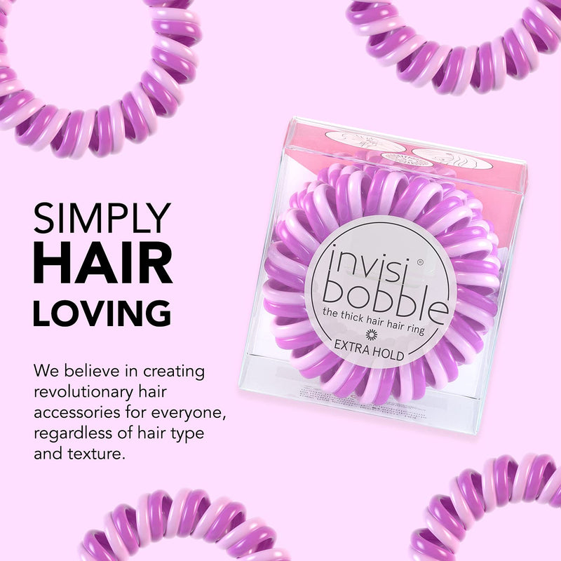invisibobble Extra Hold Traceless Spiral Hair Ties - The Secret Purple - Strong Elastic Grip Coil Accessories for Women - No Kink, Non Soaking - Gentle for Girls Teens and Thick Hair invisibobble