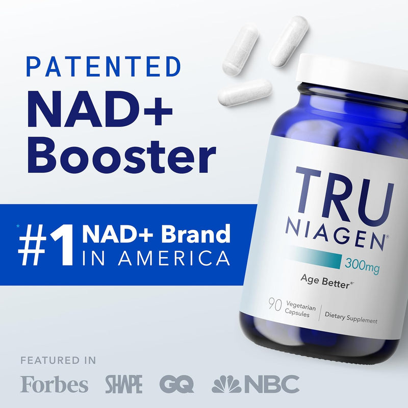 TRU NIAGEN Patented NAD+ Supplement for Anti Aging and Cell Regeneration, 300 mg Niagen, 90 Servings | Supports Cellular Energy, Brain, Muscle | Nicotinamide Riboside (NR) Take 1 Daily | 1 Bottle Infinity Warehouse