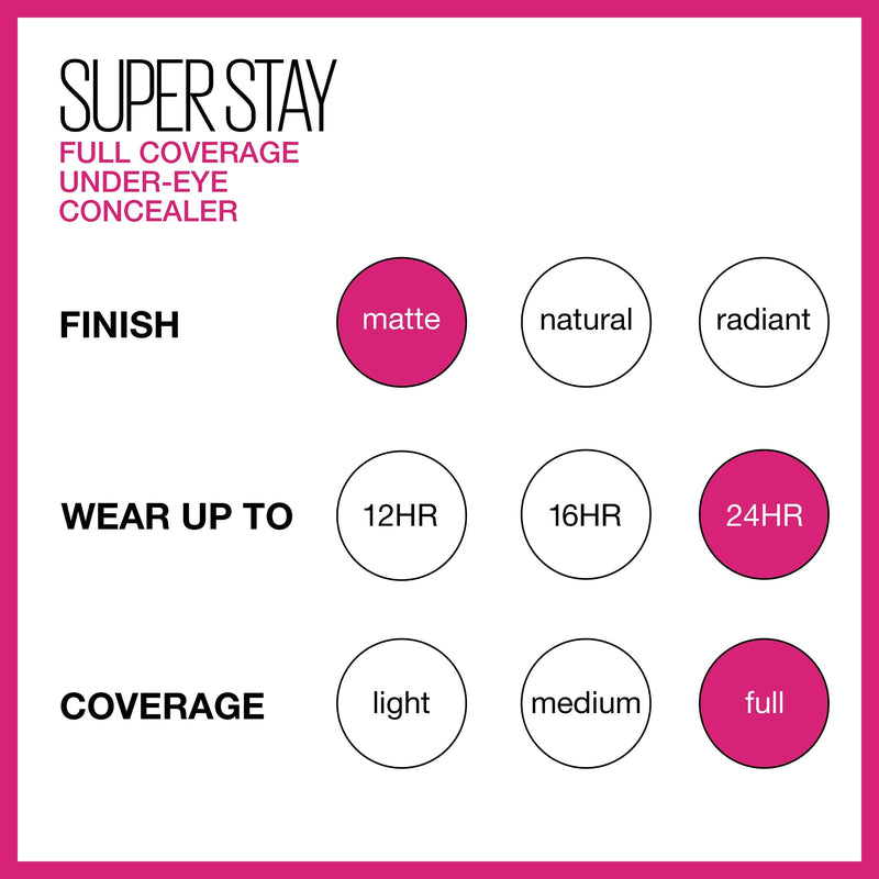 Maybelline Super Stay Super Stay Full Coverage, Brightening, Long Lasting, Under-eye Concealer Liquid Makeup For Up To 24H Wear, With Paddle Applicator, Deep Bronze, 0.23 fl. oz., 65 Deep Bronze Maybelline New York