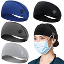 Headbands with Button for Mask, Wide Nurses Headbands Non Slip Elastic Ear Protection for Women Men Doctors Sweatband Head Wrap ABAMERICA Store