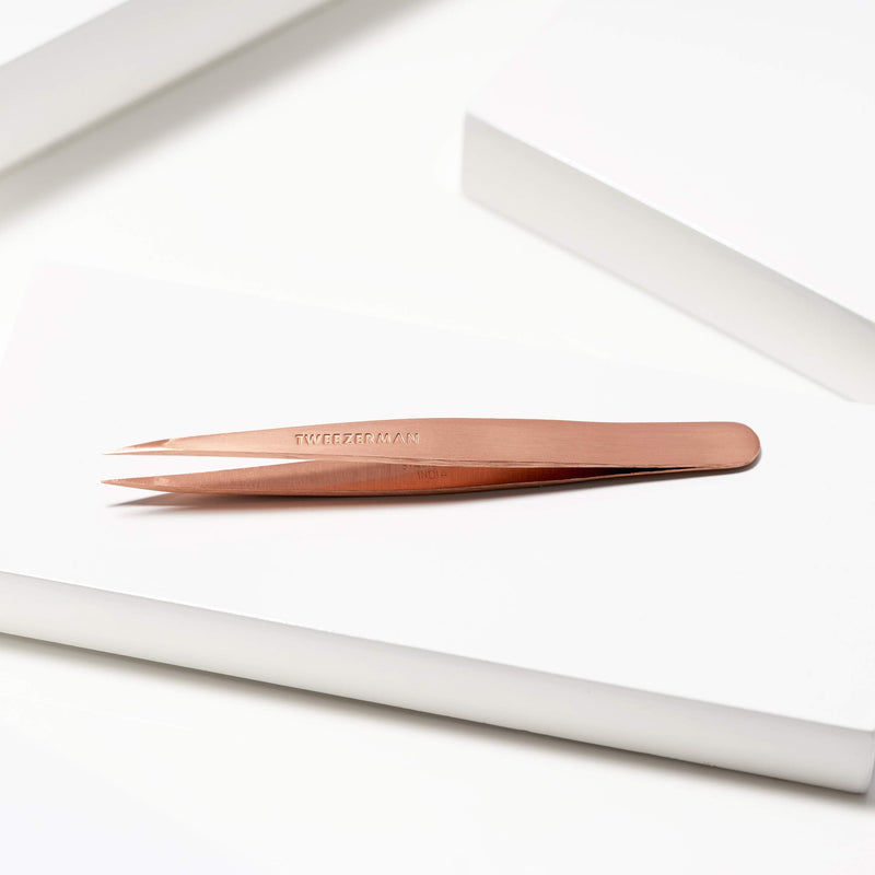 Tweezerman Stainless Steel Point Tweezer - Eyebrow Precision Tweezers, Facial and Ingrown Hair Removal (Rose Gold) Tweezerman