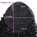 Feelgrace 18 Inch Ponytail Hair Kinky Curly Extension Ponytail Clip in Hair Extension Brazilian Hair Extension Remy Hair 130Gram/Pcs (18 Inch, Kinky Curly) Feelgrace