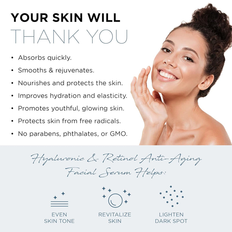 Azure Cosmetics Hyaluronic Acid Serum For Face - Ultra Hydrating, Dermatologist Tested, Anti-Aging Moisturizer for Dark Spots, Fine Lines & Wrinkles - Vegan, Clean Beauty, Korean Skin Care - 1.69 oz Infinity Warehouse