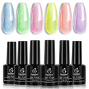 Beetles Jelly Gilitter Gel Nail Polish Set- 6pcs Colors Summer Rainbow Crystal Glitter Gel Polish See Through Nail Trend 2020 Soak Off Nail Polish Gel Manicure Kit Nail Art Design DIY Home beetles Gel Polish