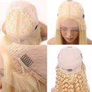 24 Inch Deep Curly 613 Blonde Lace Front Wig Virgin Human Hair Pre Plucked 13x1x4 T Part Lace Wigs for Women 150% Density with Baby Hair Middle Part Water Wave Blonde Human Hair Wigs Bleached Knots Smartinnov Store