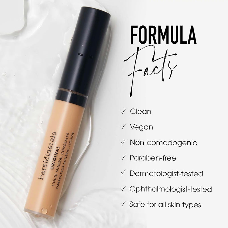 bareMinerals Original Liquid Mineral Concealer, Brightening Dark Circle Eye Concealer, Reduces Look of Fine Lines, Buildable Coverage, Vegan Infinity Warehouse