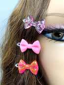 Tara Girls Self Hinge Plastic Bow Hair Barrettes Selection Pack Of 2 (BR29-31) Tara
