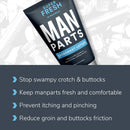 Super Fresh Man Parts | Ball Deodorant for Men - Powder Protection | Prevent Sticky, Itchy, Smelly Balls | Lotion-to-Powder Hygiene Cream | Talc-Free Jock Itch Prevention, No Mess, Quick-Dry Formula | 4 fl oz Tube SweatBlock
