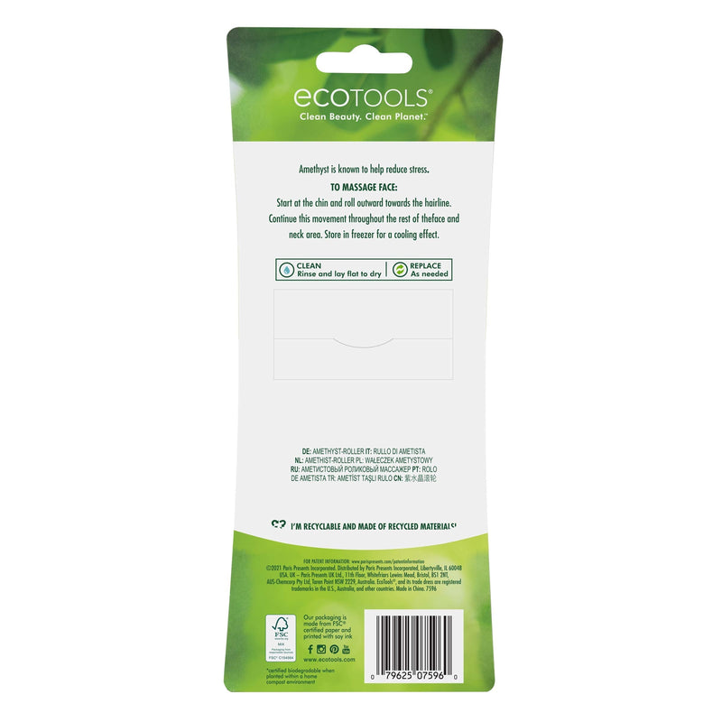 EcoTools Amethyst Facial Roller, Stone Face Roller & Massager, Skincare & Sculpting Tool, Reduces Puffiness & Dark Circles, Eco-Friendly Beauty Tool, Vegan & Cruelty-Free, 1 Count EcoTools