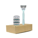 joy Razors for Women, 1 Handle, 4 Razor Blade Refills, Teal, Lubrastrip to Help Avoid Skin Irritation JOY