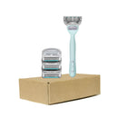 joy Razors for Women, 1 Handle, 4 Razor Blade Refills, Teal, Lubrastrip to Help Avoid Skin Irritation JOY