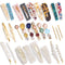 28 PCS Hingwah Pearls and Acrylic Resin Hair Clips, Handmade Hair Barrettes, Marble Alligator bobby pins, Glitter Crystal Geometric Hairpin, Elegant Gold Hair Accessories, Gifts for Women Girls Magicsky
