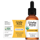 Organic Vitamin E Oil - USDA Certified 100% All Natural Plant Based 1oz - Light and Unscented Great for Scars After Surgery - For Face, Skin and Nails - Reduce Wrinkles, Anti Aging, Lighten Dark Spots Everyday Beauty Helping You Feel Beautiful Inside And Out