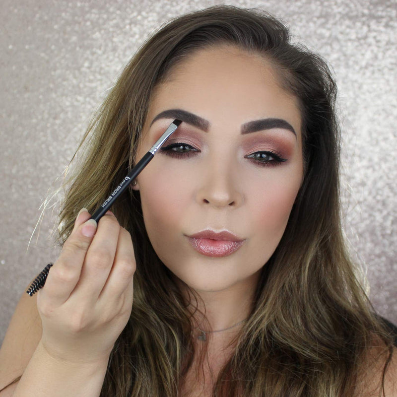 Angled Eyebrow Brush with Spoolie - Beauty Junkees Duo Eye Brow Brush and Comb with Firm Thin Angle for Filler, Tint, Liner, Definer, Shaper, Tamer, Cruelty Free Beauty Junkees