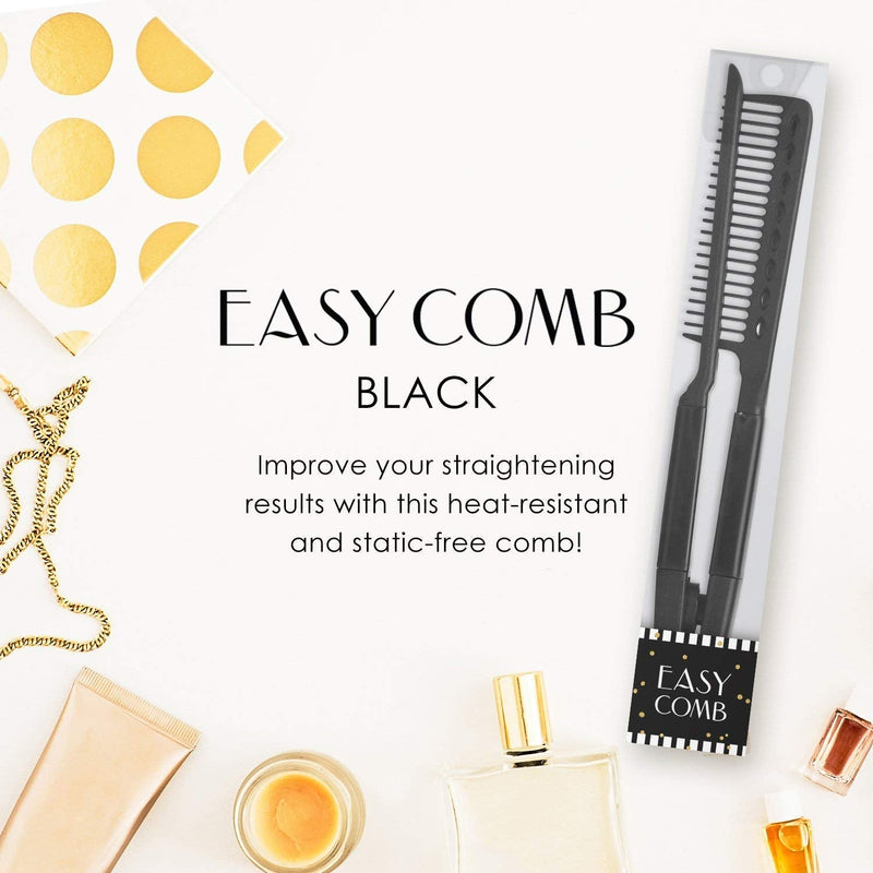 Herstyler Grande Pink Curling Iron and V Comb Straightening Comb (Black) Set HerStyler