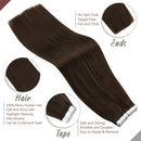 Ugeat Real Human Hair Extensions Tape in