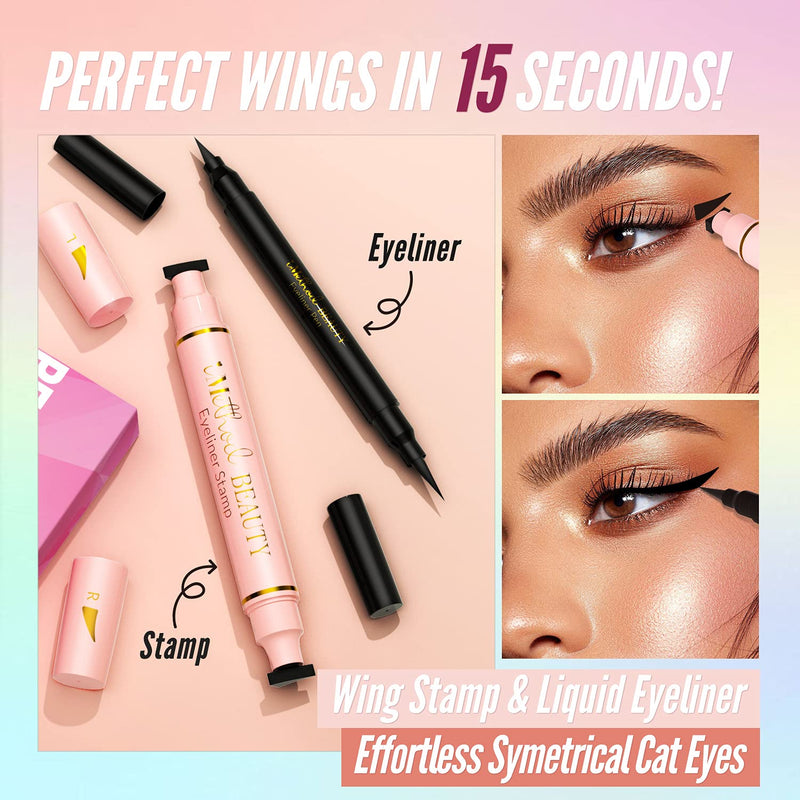 Liquid Eyeliner and Eyeliner Stamp - iMethod Waterproof Eye Makeup, Eye Liner & Winged Eyeliner Stamp, Perfect Cat Eye in Seconds, Long-Lasting, 2 Counts iMethod
