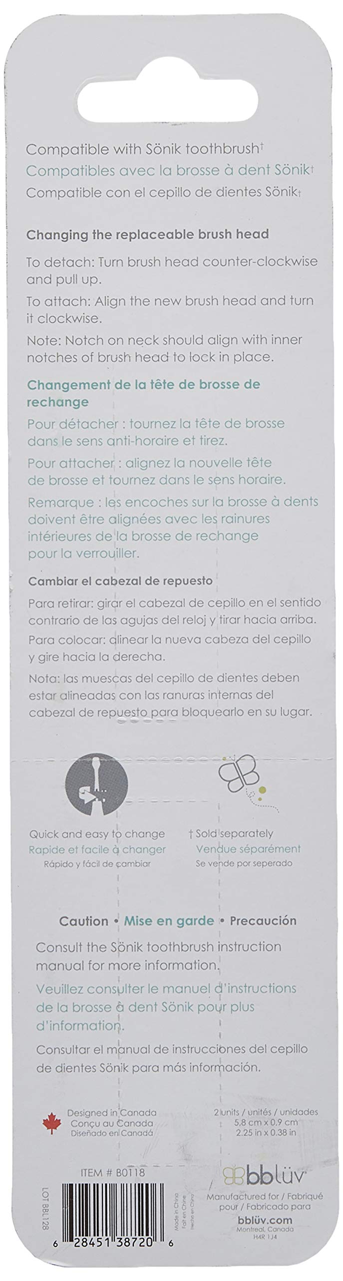 bblüv - Sönik - Replacement Brush Heads - Stage 2 (Toddler), Pack of 2 bblüv