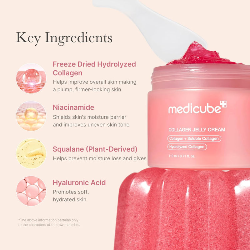 medicube Collagen Jelly Cream- Niacinamide & Freeze-Dried Hydrolyzed Collagen-Boosts skin barrier hydration & gives 24h Glow & Firmer looking skin | No artificial color, Korean skincare (3.71 fl.oz.) Infinity Warehouse