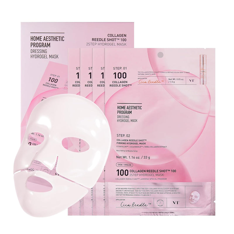 VT COSMETICS PDRN Hydrogel Mask(33gx4ea), Intensive Nourishing & Rejuvenating Overnight Mask, Skin Repair, Elasticity Boost, Hydrating & Plumping, Korean Skincare Infinity Warehouse