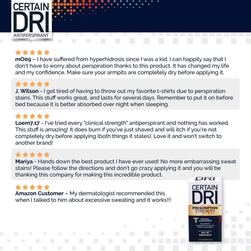 Certain Dri Prescription Strength Clinical Antiperspirant, 72 Hour Protection from Excessive Sweating, 1.2 Fl Oz (Pack of 3) Certain Dri Store
