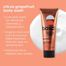 Basd Natural Body Wash, Refreshing Grapefruit Citrus | Organic & Moisturizing Ingredients, Vegan, Hypoallergenic, 8 Ounce Tube basd