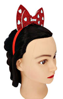 Valentine's Day Heart Headband Red Glitter Bow with White Hearts and Love Hair Piece, One Size Fits Most Needzo