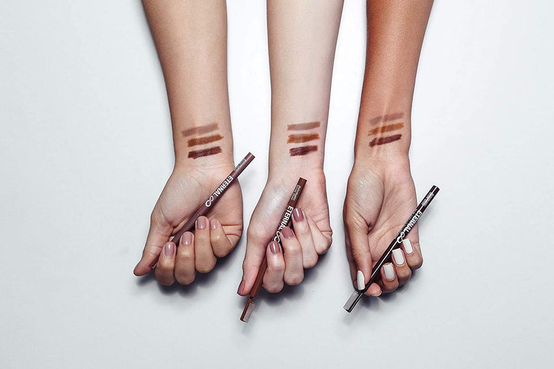 Eternal Automatic Water Resistant Eyebrow Liner with Shaping Comb – Long Lasting, Professional and High Precision Brow Definer with No Sharpening, Retractable Twist Up Mechanism (Light Brown) Eternal