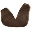 GOO GOO Human Hair Extensions Chocolate Brown 14 Inch 70g Natural Remy Hair Extensions Straight Wire Hair Extensions Transparent Fish Line Invisible Hair Extensions for Women GOO GOO
