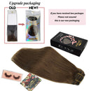GOO GOO 14 Inch Clip in Hair Extensions Human Hair Chocolate Brown 7pcs 120g Remy Hair Extensions Clip in Human Hair Straight Real Human Hair Extensions for Women GOO GOO Store
