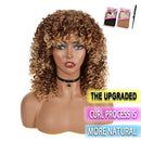 Curly Wigs for Black Women - Premium Curly Afro Wig, Short Synthetic Kinky Curly Wig with Bangs(Blonde) N\A