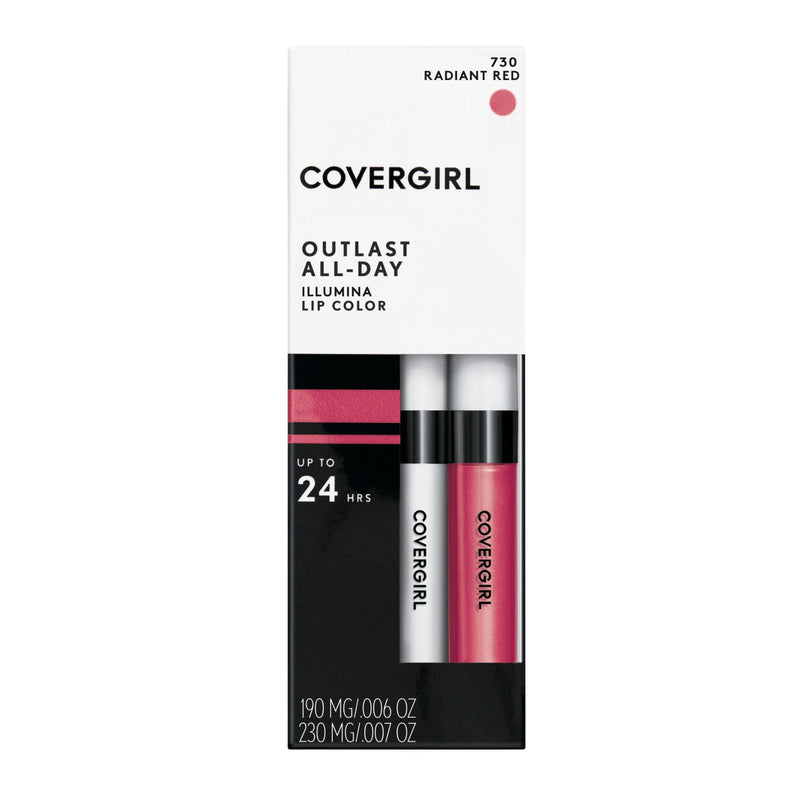 COVERGIRL Outlast Illumia All-Day Moisturizing Lip Color, Radiant Red 730 , 1 Count COVERGIRL