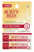 Burt's Bees Lip Balm, Moisturizing SPF 15 Lip Care, 100% Natural with Sunscreen, Water Resistant, All-Weather (2 Pack) Burt's Bees