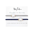 By Lilla Halo Elastic Hair Ties and Bracelets | Set of Two Hair Tie-Bracelets | Hair Accessories for Women | No Crease Hair Ties & Women’s Bracelets | Gold (Silver/Navy) By Lilla