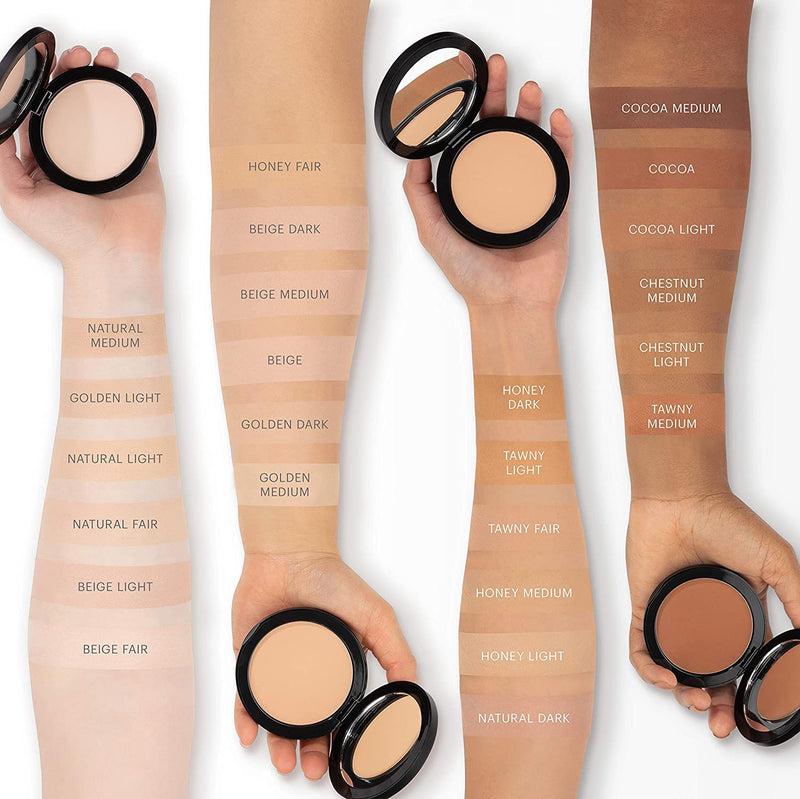 Glo Skin Beauty Pressed Base Powder Foundation Makeup (Natural Medium) - Flawless Coverage for a Radiant Natural, Second-Skin Finish Infinity Warehouse
