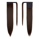 28 Inch Ponytail Extension Long Straight Wrap Around Clip in Synthetic Fiber Hair for Women medium brown KOODER