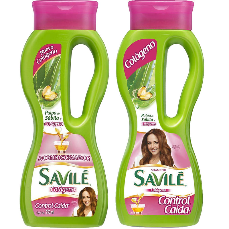 Savile pulpa de sabila Colageno Control Caida Anti Hair Loss Shampoo and Conditioner 750ml martinandmark.com