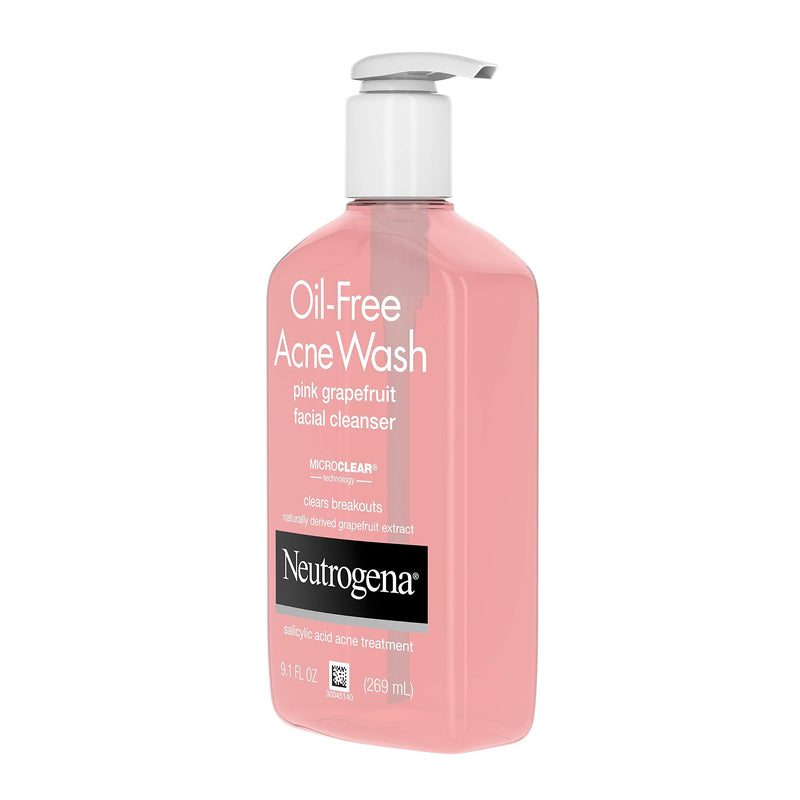 Neutrogena Oil-Free Salicylic Acid Pink Grapefruit Pore Cleansing Acne Wash and Facial Cleanser with Vitamin C, 9.1 fl. oz Neutrogena