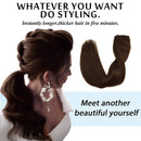 GOO GOO Human Hair Extensions Chocolate Brown,100g Halo Hair Extensions 20 Inch Straight Real Hair Extensions with Fish Line Invisible Wire Hidden Crown Hair Extensions Layered Hairpiece for Women GOO GOO Store