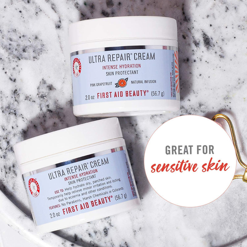 First Aid Beauty Ultra Repair Cream Intense Hydration Moisturizer for Face and Body Original and Pink Grapefruit Mini Samplers, 2 oz. jars (set of 2) First Aid Beauty Store