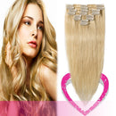 Hairro 100% Human Hair Clip in Extensions Thin 8 Inch Short Straight Bleach Blonde Human Hair Clip on Hairpieces 45g Machine Weft 8pcs 18 Clips for Women